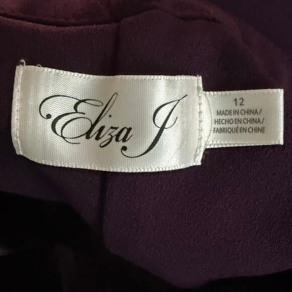 Eliza J off shoulder sheath dress bodycon eggplant purple wine merlot size 12 - Picture 4 of 14